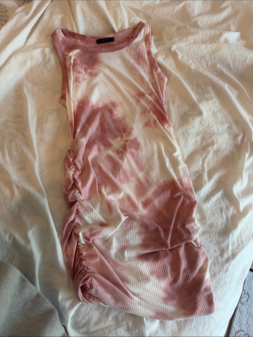 Sleeveless Pink Tie-Dye Ribbed Tank Top